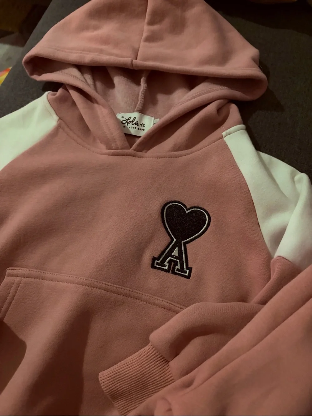 Lola + The Boys Pink and White Girls Hoodie & Jogger Matching Set
